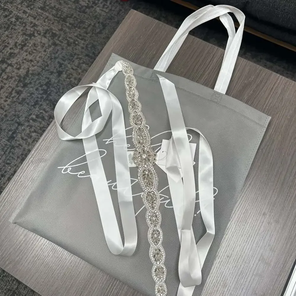 Crystal Embellished Bridal Sash Belt in Ivory